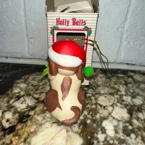 VINTAGE 1986 Holly Bells Dog Christmas Ornament - Picture 6 of 15
